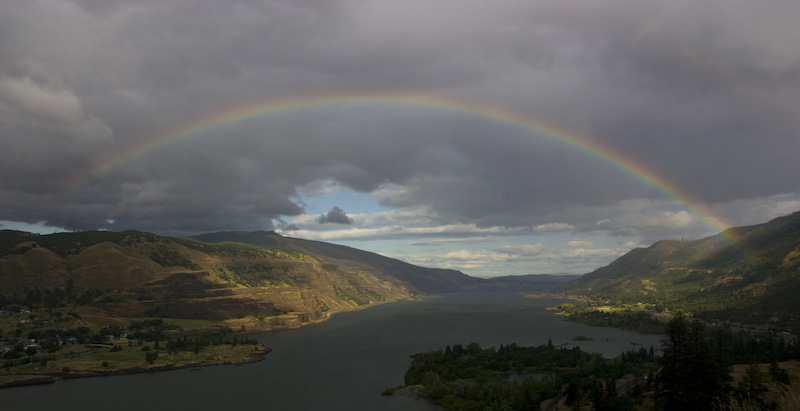 Rainbow Above The Columbia River